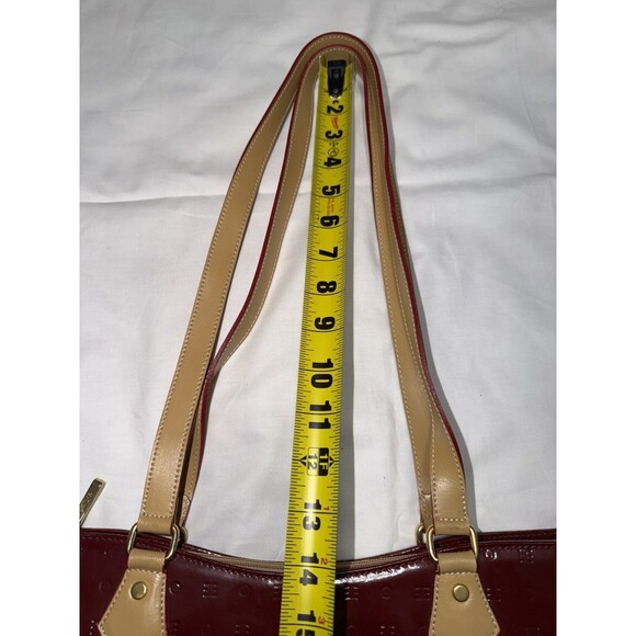 Arcadia Italy Red Patent Leather Tote Bag Monogram Embossed Large Satchel - Picture 11 of 11